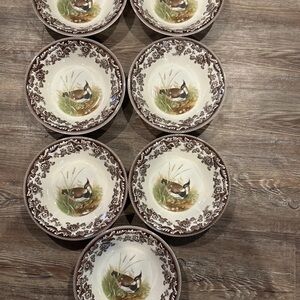 7 Spode Woodland Lapwing Soup Cereal Bow1 Game Bird 8" S3422